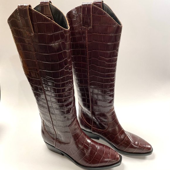 Marc Fisher Shoes - Marc Fisher Croc Leather Western Boot Sz 6.5
